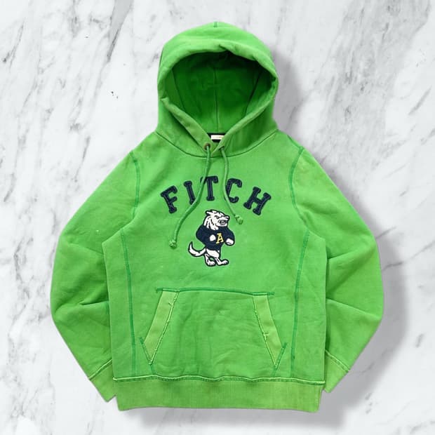 아베크롬비 y2k 그린 빅로고 후드티