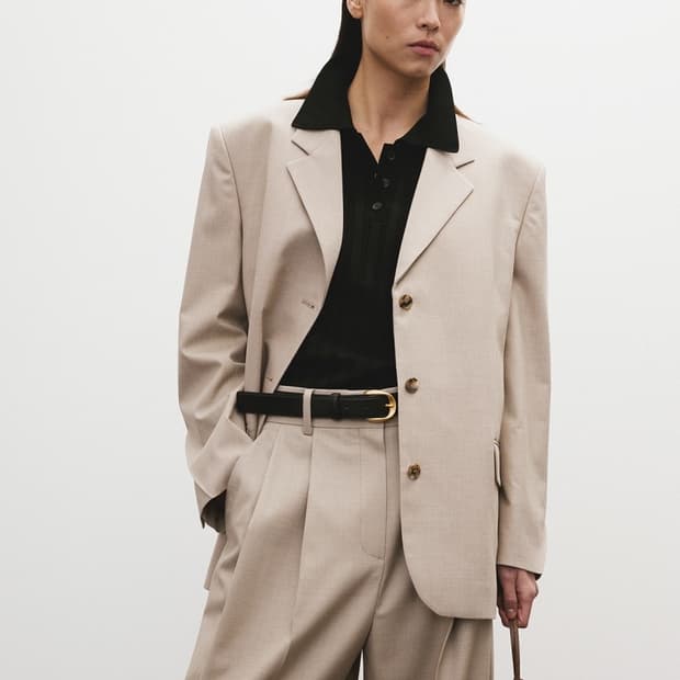 [할인]렉토 RECTO 울 블렌드 테일러드 대디 싱글 자켓 세피아 베이지