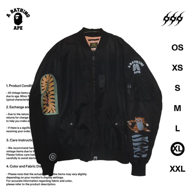 베이프 MA-1  타이거 샤크 XL사이즈 봄버자켓
