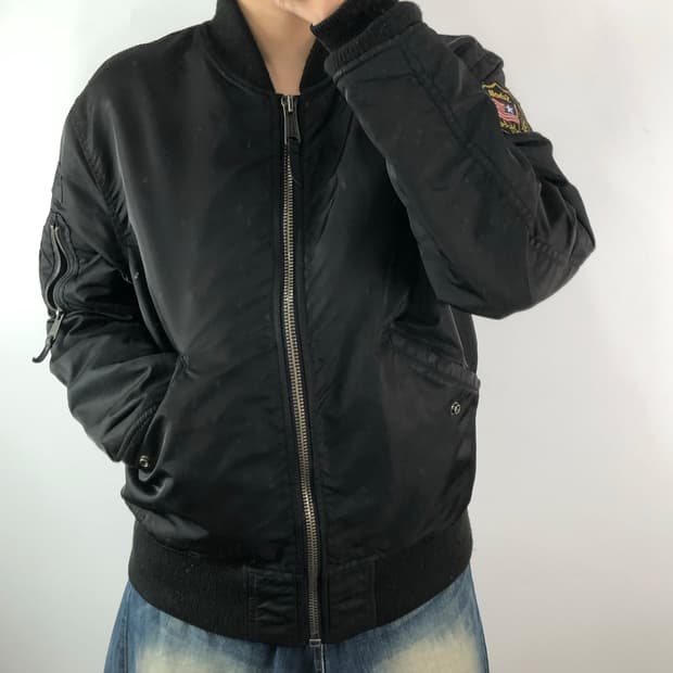 [L] Schott 쇼트 블랙 MA-1 자켓