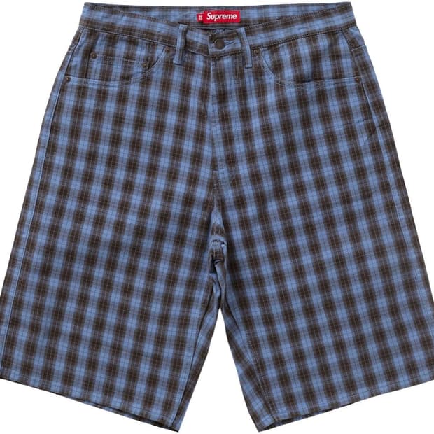 슈프림 플레이드 배기 쇼츠 블루 Supreme Plaid Baggy Sh