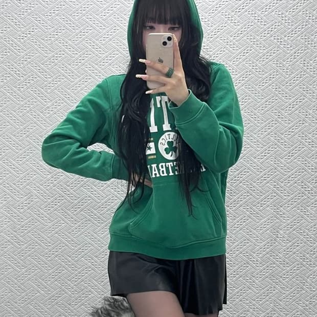 아디다스 보스턴 셀틱스 Y2K 키치 기모 후드티 C10039