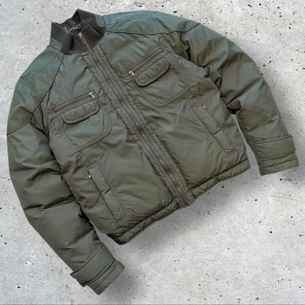 [M] 캘빈클라인 포켓 봄버 카키색 패딩 점퍼 C997