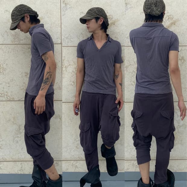 [No:ID]Gray Slim Fit Minimal V-Neck Tee