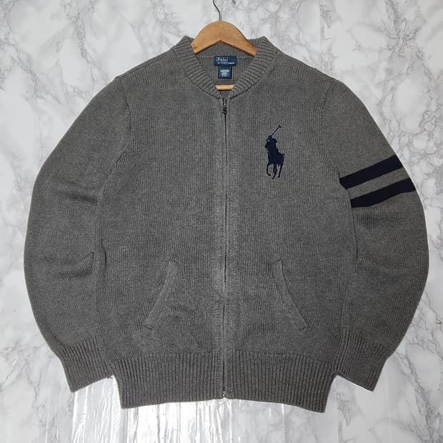 L 폴로 랄프로렌 빅포니 그레이 니트 집업 자켓