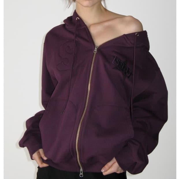 썬번프로젝트 LOGO PATCH HOODIE ZIP-UP, PURPLE