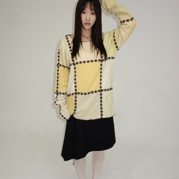 넘버나인 02AW “nowhere man"1of1 캐시미어 패치워크 니트