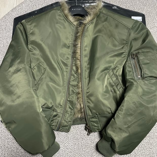 노이어 샤기 퍼 MA-1 카키 50 사이즈