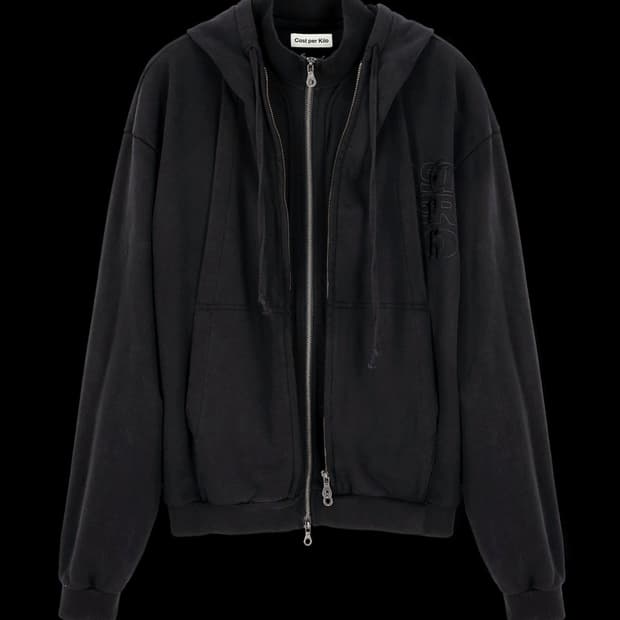 Cost per Kilo DOUBLE ZIP HOODIE BLACK