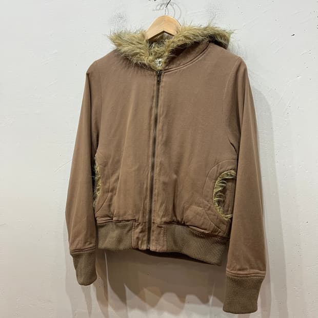 ONE AFTER ANOTHER y2k 패디드 퍼 후드집업 우먼즈