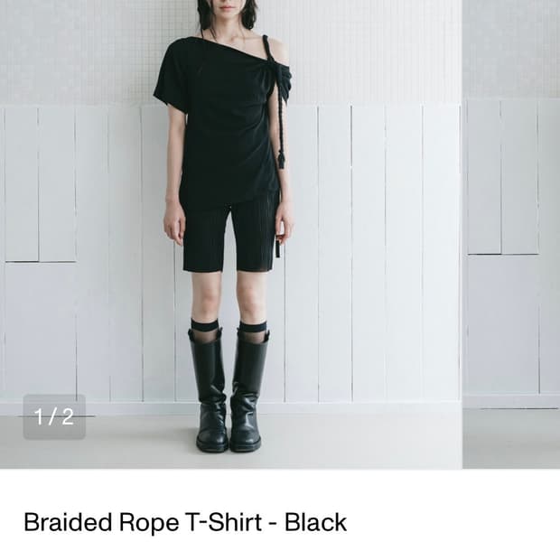킨드레드 Kindred braided rope t-shirt in bla
