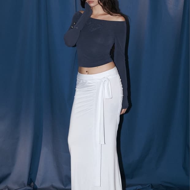 Aubrey Tie Shirring Skirts (White)