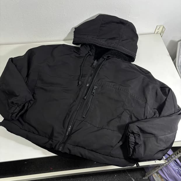 우먼M 자라 우먼 블랙 오버핏 폴리 후리스 리버시블점퍼