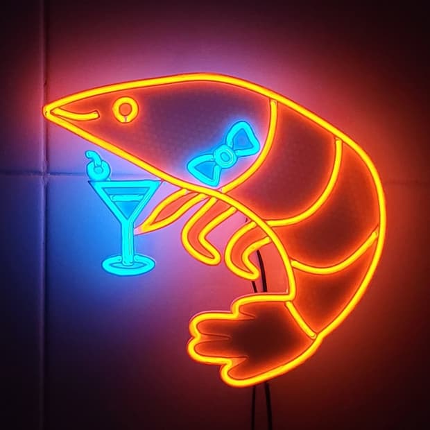 새우 칵테일 네온사인 led 램프 조명
