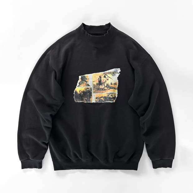 90s 빈티지 겐조 진스 그래픽 모크 넥 스웻셔츠