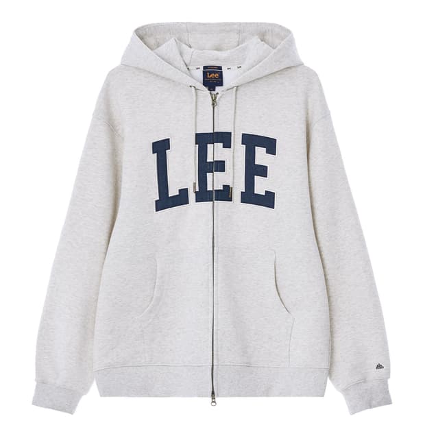 LEE 리 데님 아플리케 로고 후드 집업 오트밀 M