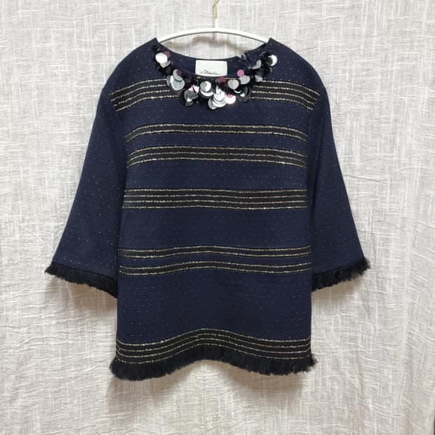 3.1 필립림 니트 블라우스 금사 스팽글 프린지 니트티 (55) 상태최상