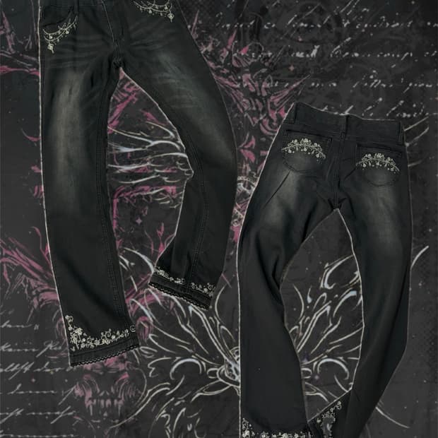 AXES FEMME embroidery lace detail pants