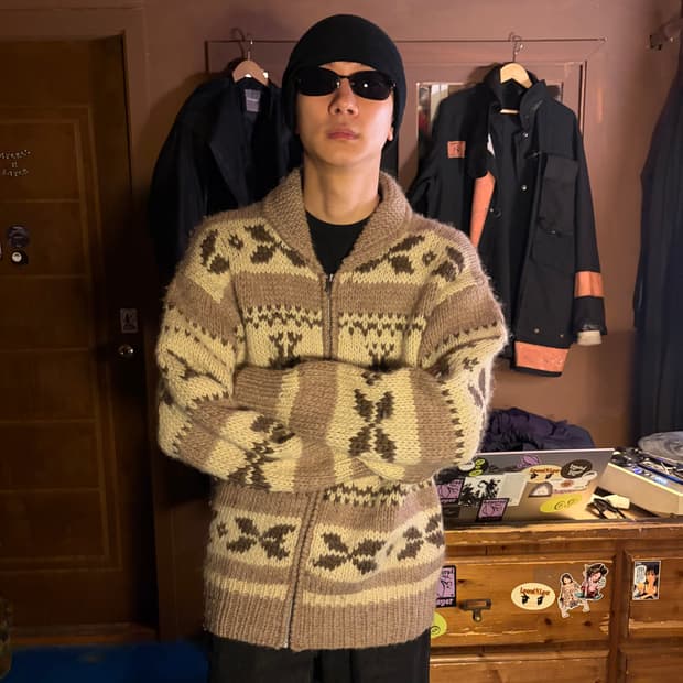 MACHOPE WOOL 100% COWICHAN ZIPUP JACKET