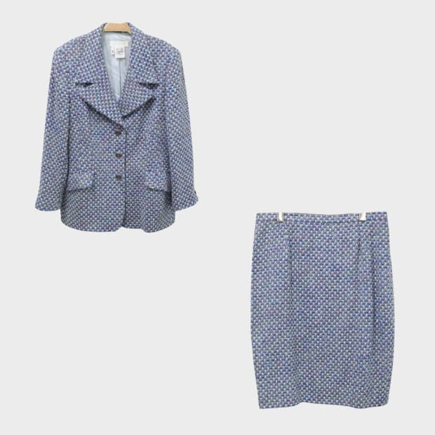 에스카다 울혼방 트위드 치마 정장 셋업 65516