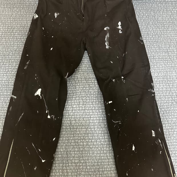 (핸드페인팅) 클라코 사이드 지퍼 와이드 데님 팬츠