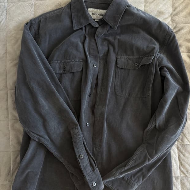  토니웩 가먼트 다이드 코듀로이 오피서 카본 셔츠 XL (택 제거 새 상