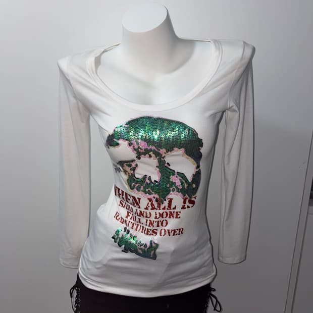 Sequin Skull Long Sleeve Top