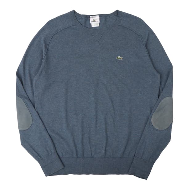 라코스테 블루 엘보우 패치 코튼 캐시미어 니트