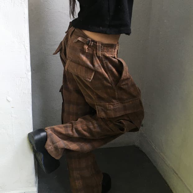 STUSSY 스투시 00‘s 체크 카고 팬츠