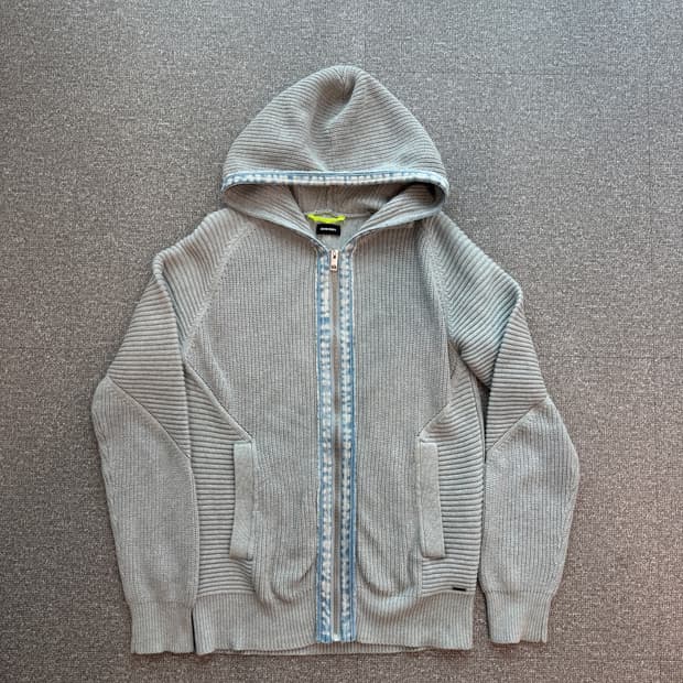 디젤 데님 블록 니트 후드 집업 L