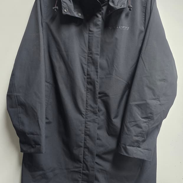 디스커버리 블랙 후드 롱 자켓 105