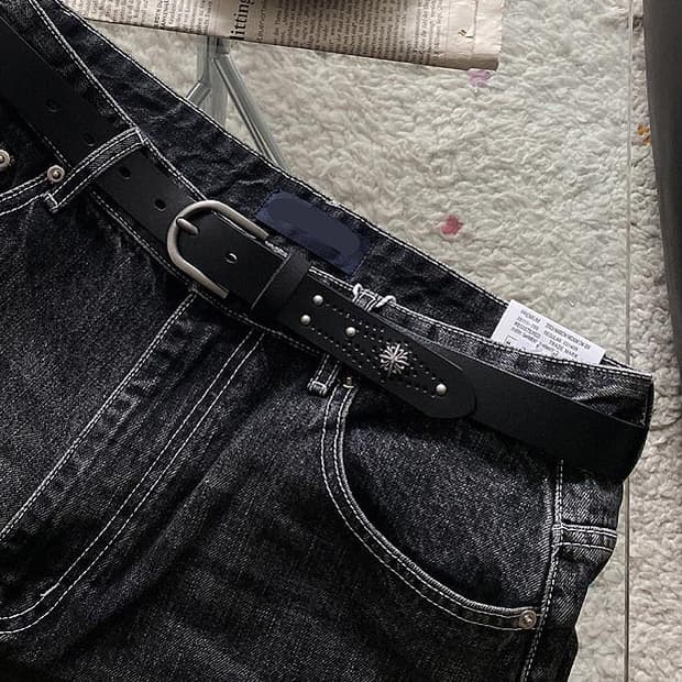[Unisex]RL 스터드 소가죽 웨스턴 벨트