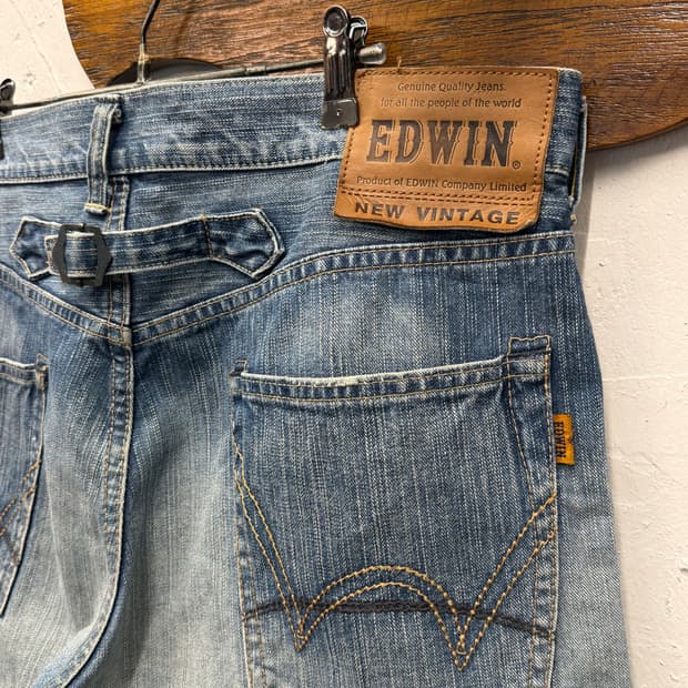 Edwin Cinch Back Denim Shorts
