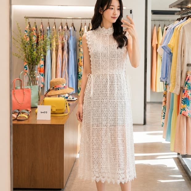 오즈세컨 레이어드 레이스 원피스. 이너원피스 서비스