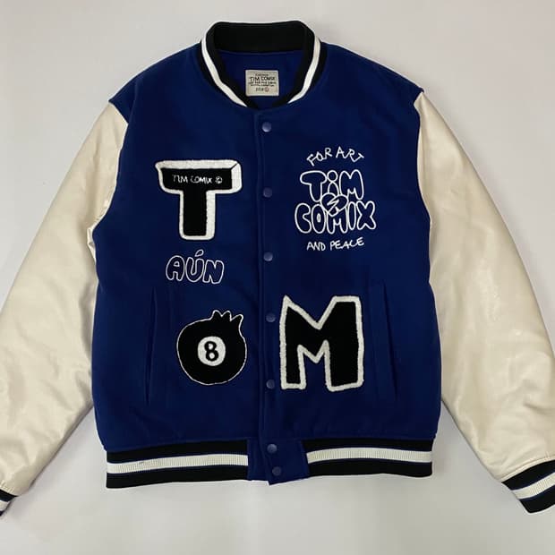 팀 코믹스 바시티 자켓 블루/아이보리 L