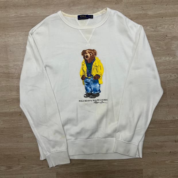 폴로 랄프로렌 폴로베어 기모 맨투맨 티셔츠 [화이트] L/100