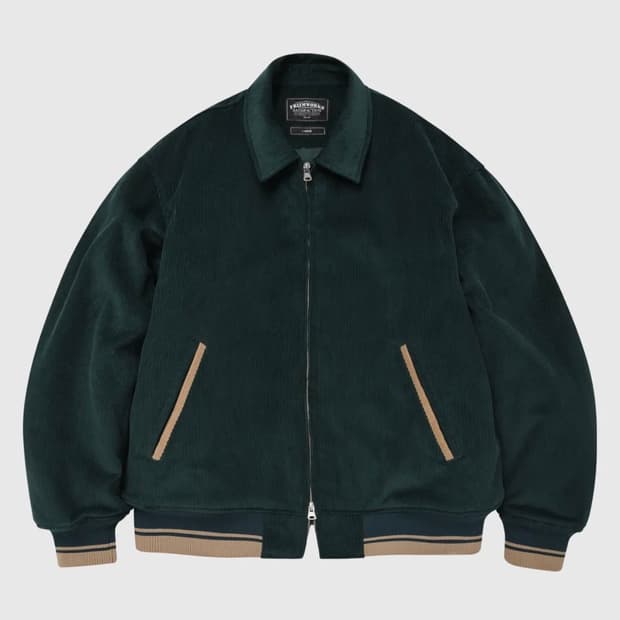프리즘웍스 코듀로이 바시티 자켓 다크 그린 M