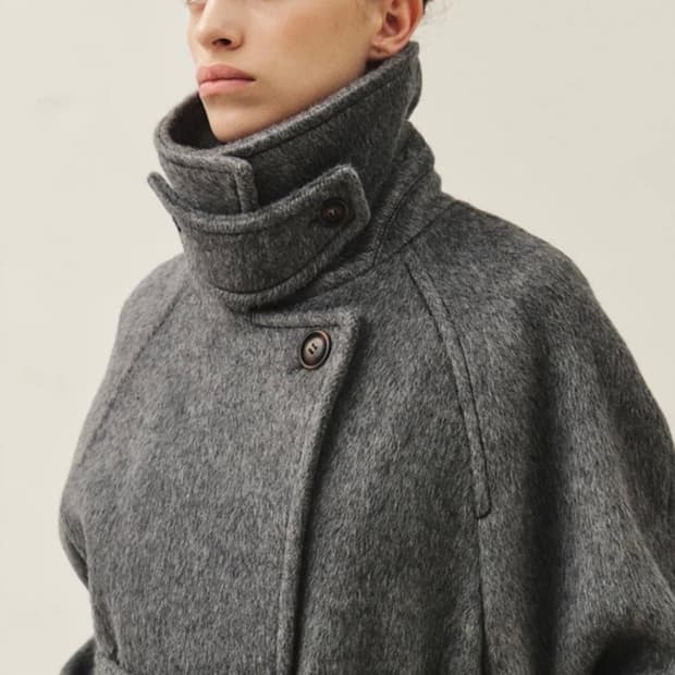 *판매중단예정* 모한 카멜소재 더블 코트 그레이
