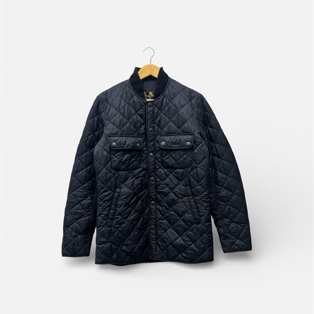 바버 더블포켓 퀼팅 봄버 자켓 S 블랙