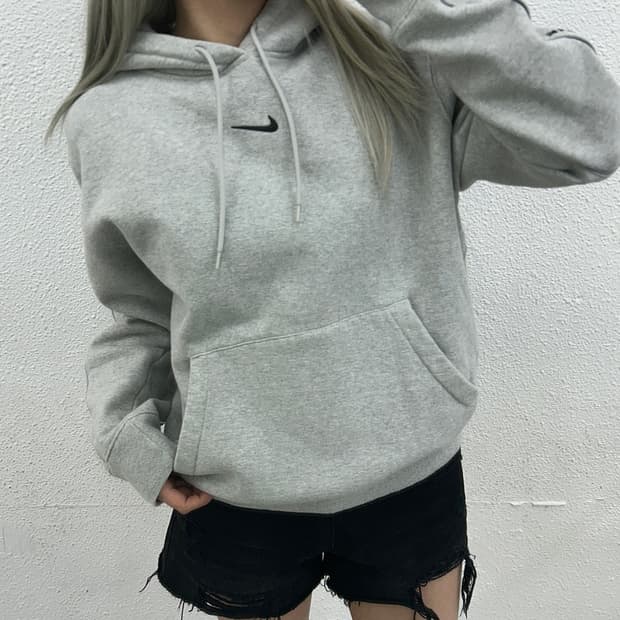 나이키 녹타 센터로고 그레이 후드 L