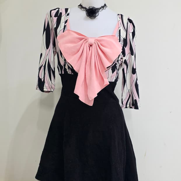 ma*rs 일본고전빈티지)00s 아게죠 오네갸루 리본 로맨틱섹시 원피스