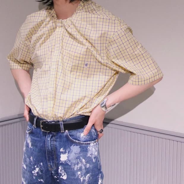 마틴 로즈 tuck neck shirt