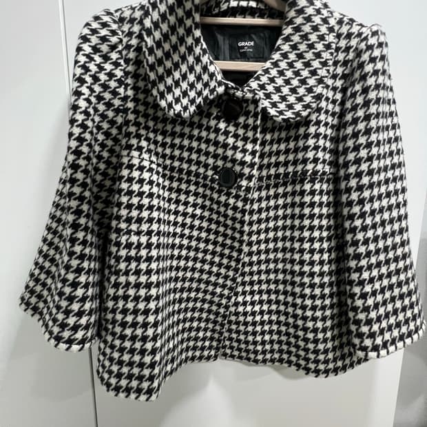 하운드체크 숏 왕단추 코트 자켓