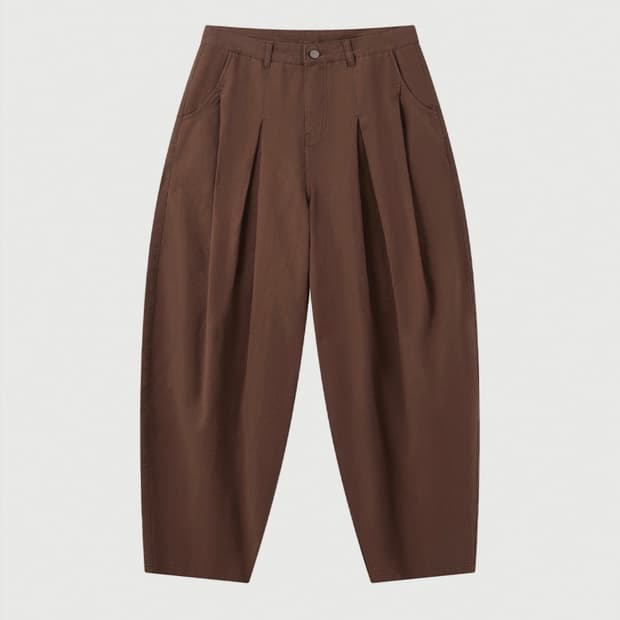 [M] 버클다운 인버티드 턱 벌룬핏 와이드 코튼 팬츠