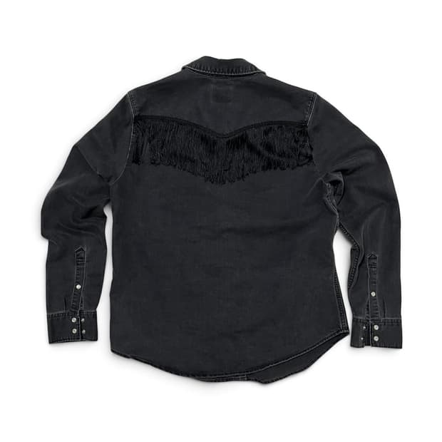 Back fringe denim western shirts