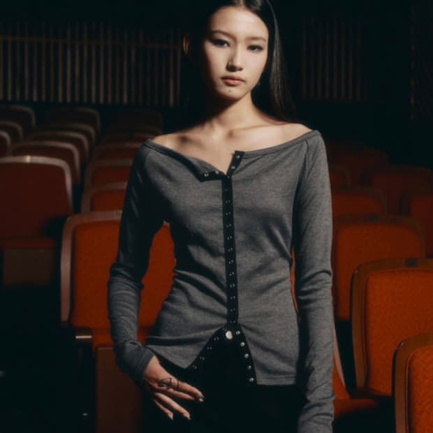 헬레네파리스 보트넥 스냅 슬릿 가디건