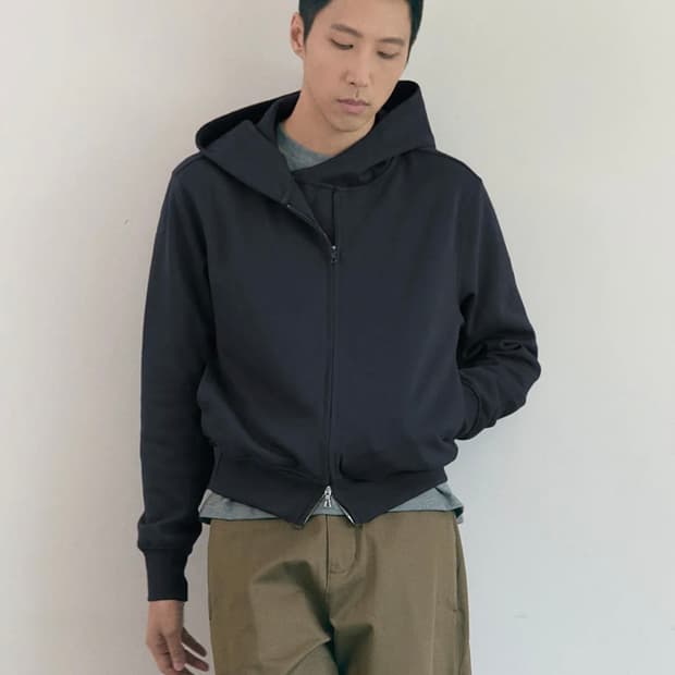 러드 Wrap Hooded Zip up charcoal