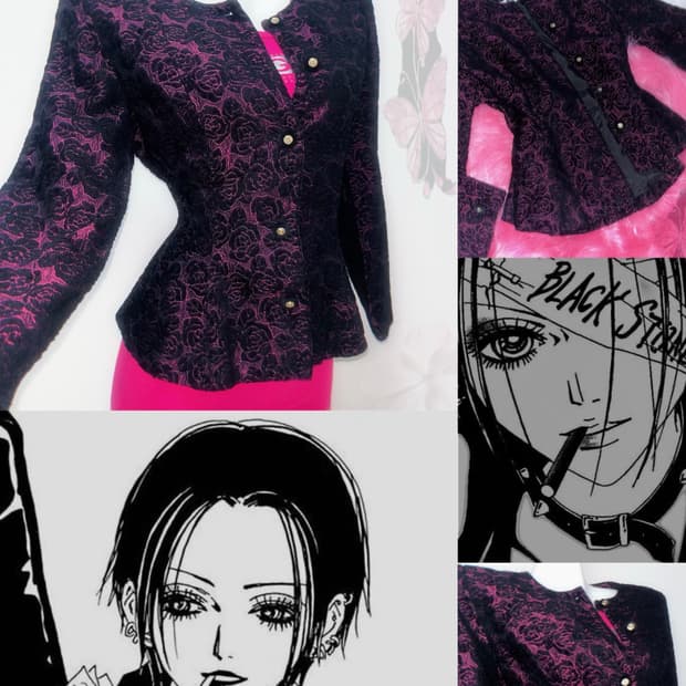 나나 무드 고딕 로즈 자수 슬림핏 자켓