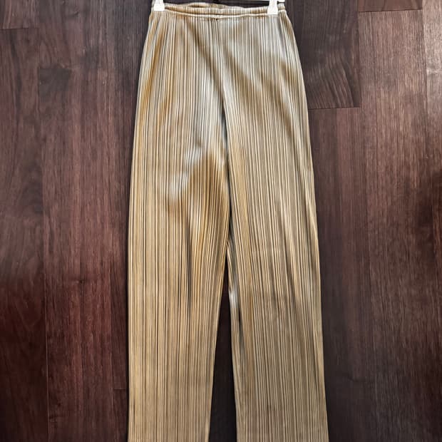 플리츠플리즈 골드 바지
