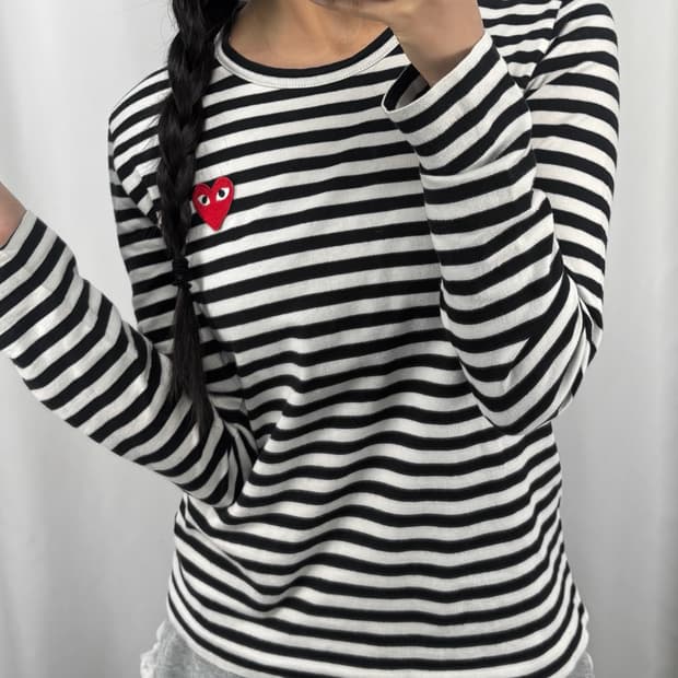 꼼데가르송 레드와펜 스트라이프 롱슬리브